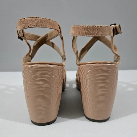 NEW Vionic Bonita Wedge Sandals Orthotic Macaroon Tan Suede Leather Womens 11 - Picture 7 of 12